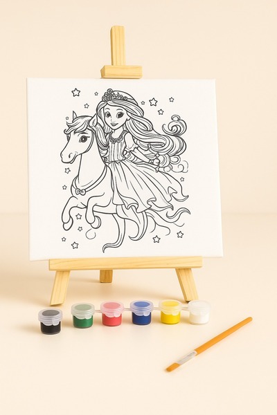 Muhtalif Markalar Çocuklar İçin Eğitici Prenses Desenli Tuval Boyama Seti Tuv...