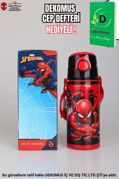 SPIDERMAN "DEKOMUS CEP DEFTERİ HEDİYELİ" YENİ SEZON LİSANSLI 500 ML ÇELİK TERMOS