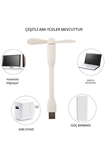 Generic Esnek Taşınabilir Mini USB Vantilatör Fan Serinletici | Laptop Powerbank Uyumlu Sessiz Güçlü Pervane