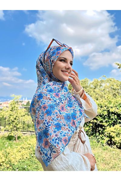 Modakaşmir Flora Pattern Bamboo Scarf - Lilac - Purple