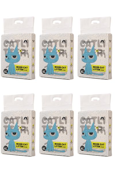 TaoTaoPets رمل قطط مختلط، سريع الامتصاص، تركيبة قليلة الغبار، 6 عبوات * 6 لتر