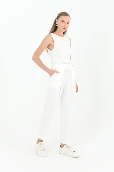 nedo7 Women's Tie Waist Carrot Shape Pants - 18102Pnt