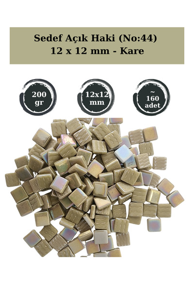 Zen Mozaik Sanatsal Mozaik Çalışmalarınız için 12x 12 mm Kare - Sedefli Cam M...