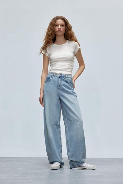 DeFacto Νέα σεζόν Baggy Fit Ψηλόμεσο ίσιο μακρύ τζιν παντελόνι