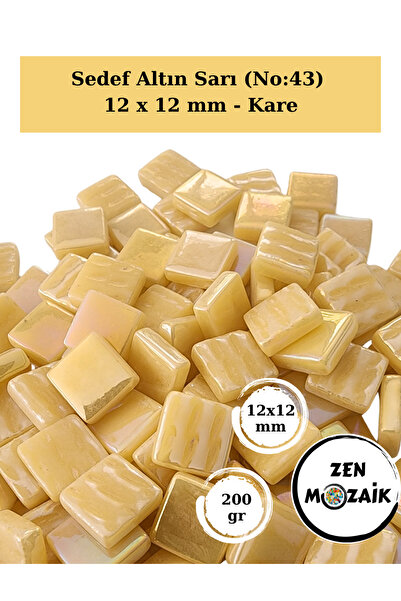 Zen Mozaik Sanatsal Mozaik Çalışmalarınız için 12x 12 mm Kare - Sedefli Cam M...