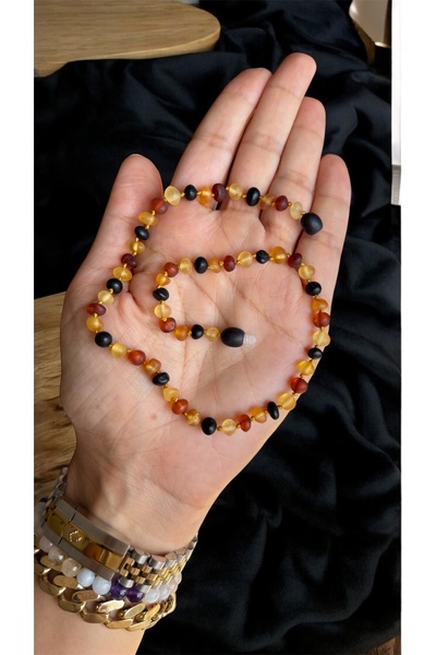 Kehribarkolyecimm Mat multicolor damla kehribar kolye