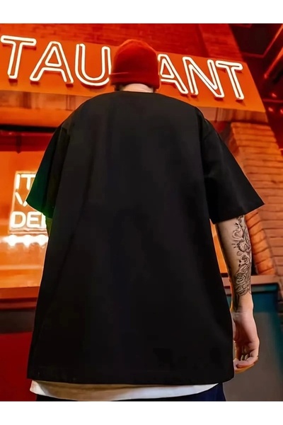 Bijuterria Men's Plus Size Card Printed Solid Color Short Sleeve Crew Neck T-Shirt Casual Wear - Black