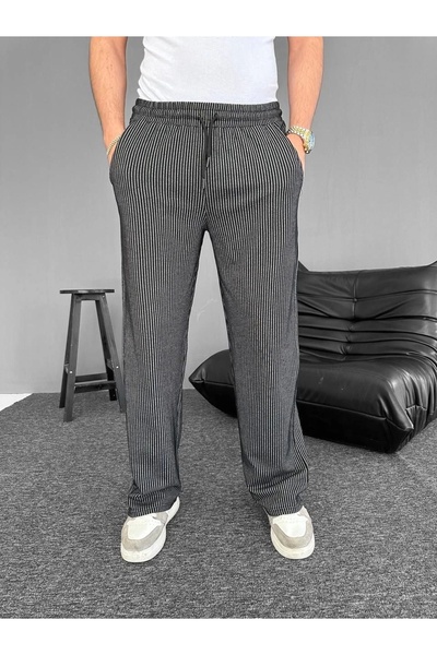 GökTR Waterway Striped Pocket Trousers - Black