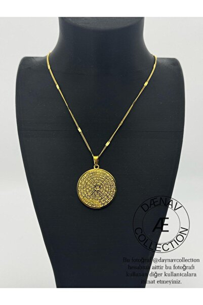 Daynav Allahın 99 ismi Yazılı Yuvarlak Madalyon Kolye