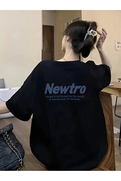 MODA Newtro Printed Oversize Crew Neck T-Shirt - Black