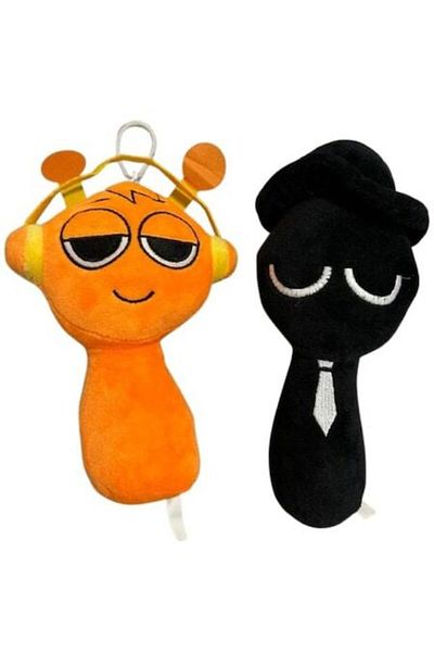 OEM Set 2 plush toys Sprunki: Oren and Black, orange-black, 23cm