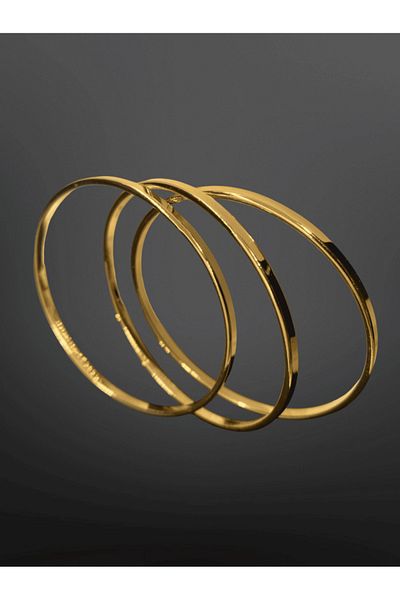 FM Gold Color Shiny Ajda Model 316L Steel Women's Bracelet |   Retro & Modern Design (3 Pieces)