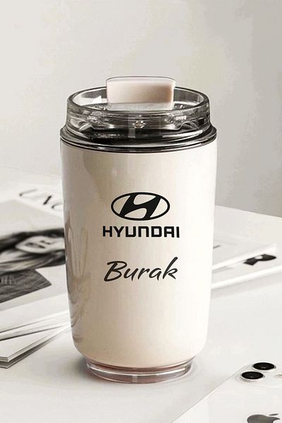 İŞTE BU كوب ترمس مفرغ من هيونداي بتصميم ريترو - 240 مل |   الحليب الأبيض |   304 فولاذ، حفظ الحرارة، لا يتسرب
