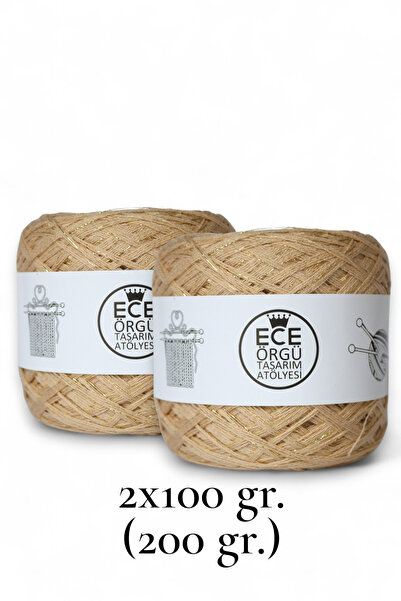One layer of gold glitter mixture knitting rope between moka gold, milk coffee multilayer mercerized (200 gr.)