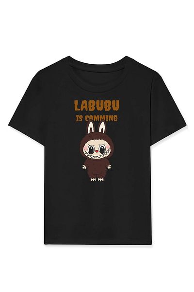 CVS GİYİM Girl Labubu Kids Printed T-Shirt - Black