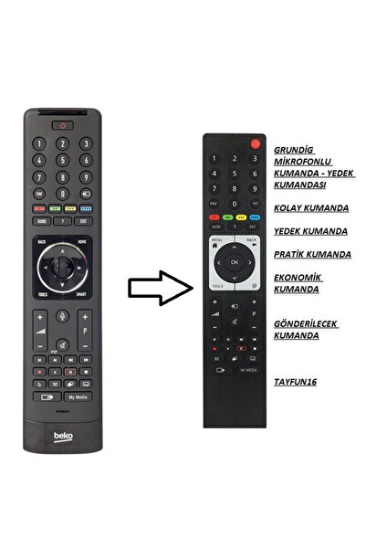 Beko Mikrofonlu Ses Komutlu Kumanda-Yedeği