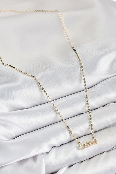 Clariss Brass Zircon Stone Messika Model Crushed Chain Gold Color Women's Necklace