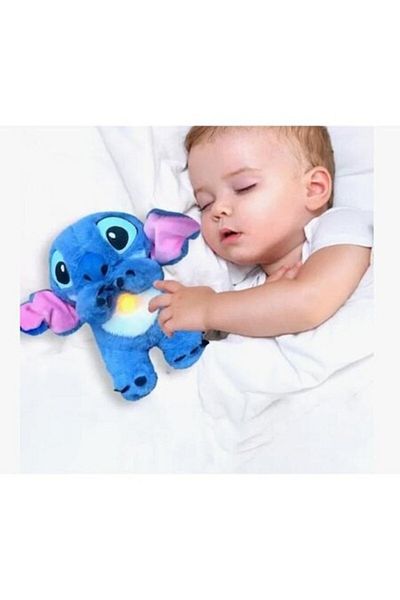 Stitch Musical and Luminous Plush Toy, With Breathing Imitation for Children, Blue, 30 Cm