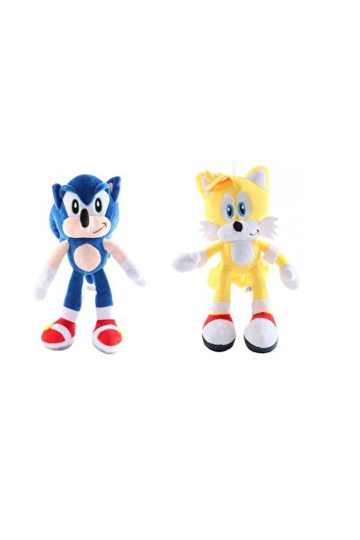 OEM Set 2 jucării de pluș cu personajele SONIC și TAILS, aproximativ 28-30 cm, multicolore
