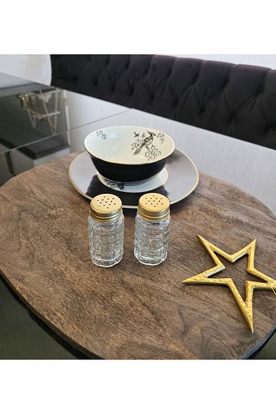 LOVYCO Textured Gold Lid Glass Salt Shaker Set of 2, Pepper Shaker Spice Rack Fenomen Salt Shaker