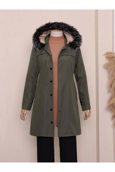 nedo7 Short Coat with Snap Pocket - Khaki
