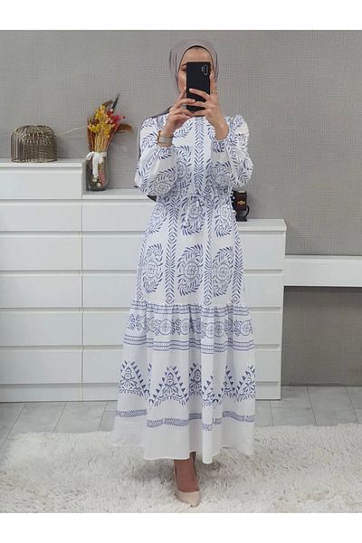 nedo7 Tunnel lace-up long dress -white