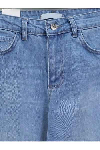 nedo7 High Waist Denim Pants with Multi-Pockets - Ice Blue