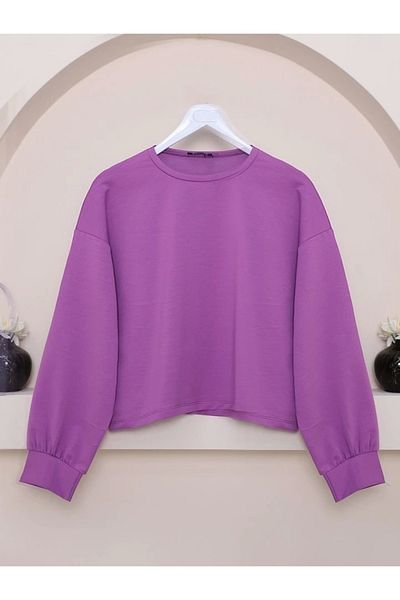 nedo7 2 thread o Oversized crop sweat -lilac