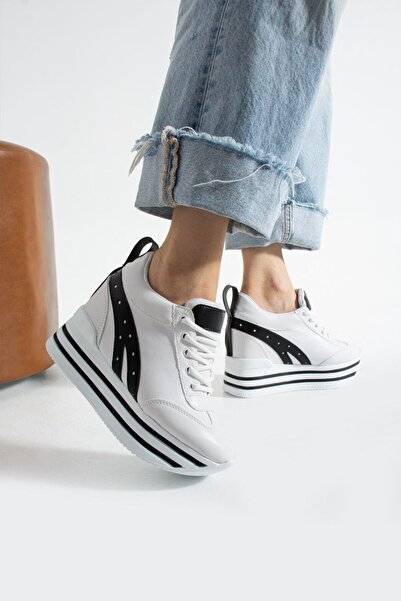 Leyna kadın içten gizli topuklu spor ayakkabı yükseklik [10] cm