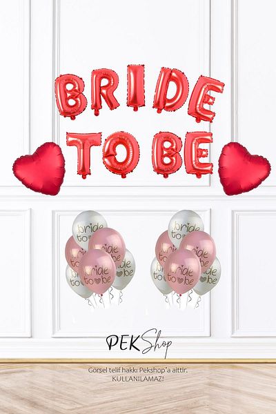 PEKSHOP Bride to Be Balloon Decoration Package Red Heart and Bride Printed Balloons Package