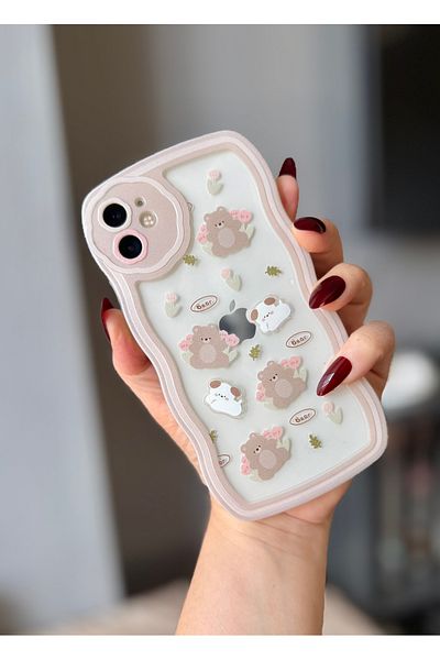 MİRAZ TASARIM iPhone 11 Bear Patterned Wavy Edge Case