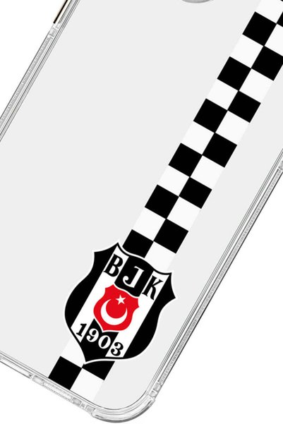 Beşiktaş حافظة هاتف شفافة مرخصة لهاتف iPhone 12 متوافقة مع شريط الداما
