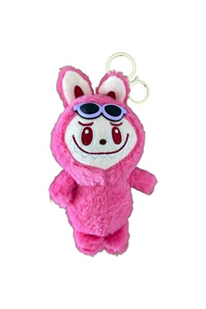 OEM Figurina LaBubu, breloc cu ochelari, de plus, moale si pufoasa, roz, 18 cm
