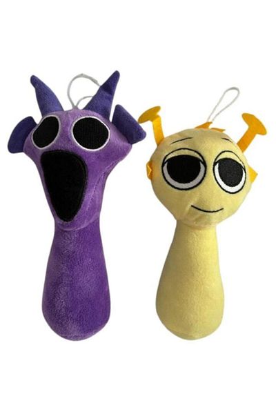 OEM Set 2 plush toys Sprunki: Purple and Simon, dark purple-yellow, 23cm