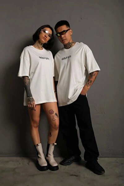 MODA تي شيرت رجالي كبير الحجم مطبوع عليه جولف - أبيض