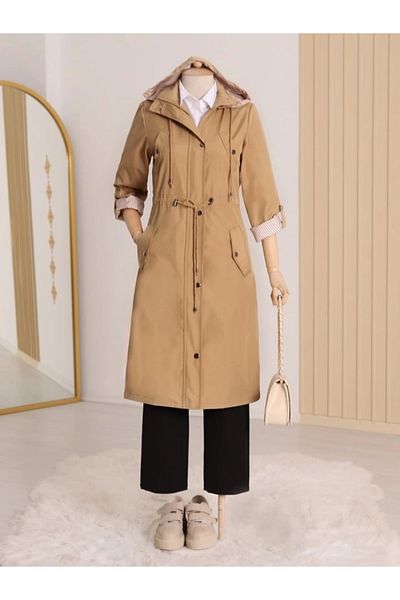 nedo7 Striped lined trench coat - mink