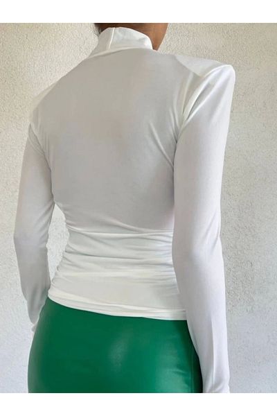 nedo7 Padded Double Breasted Model Sandy Blouse -White
