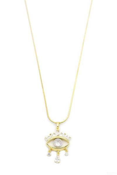 MBB ETİCARET Stone Eye Necklace with Pendant - Gold