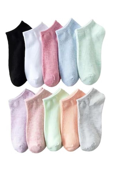 OEM Set 10 pairs of women's socks, cotton, elastic, multicolor, 36-39 EU