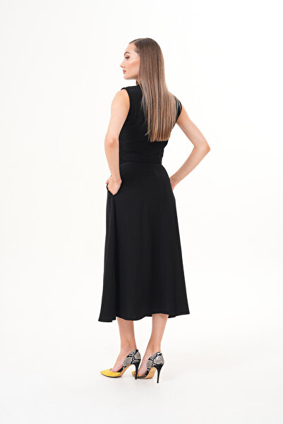 Shine Fine Women's Sleeveless Jacket Collar Vest Skirt Suit