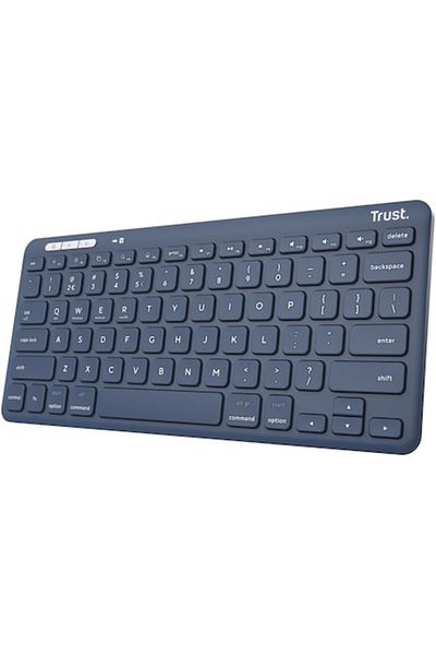 Trust Tastatură compactă wireless Lyra, RF 2.4GHz, Bluetooth, QWERTY, USB-A/USB-C, albastră