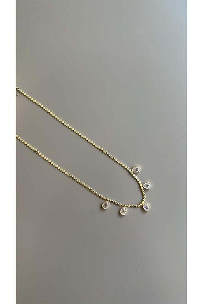 MBB ETİCARET Stone Drop Crush Chain Necklace - Gold