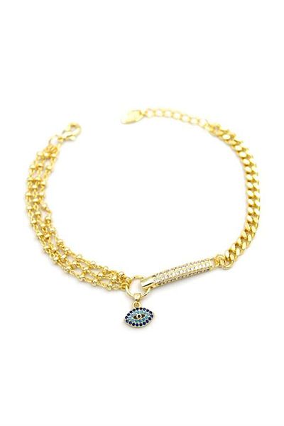 MBB ETİCARET Stoned Evil Eye Bracelet - Gold