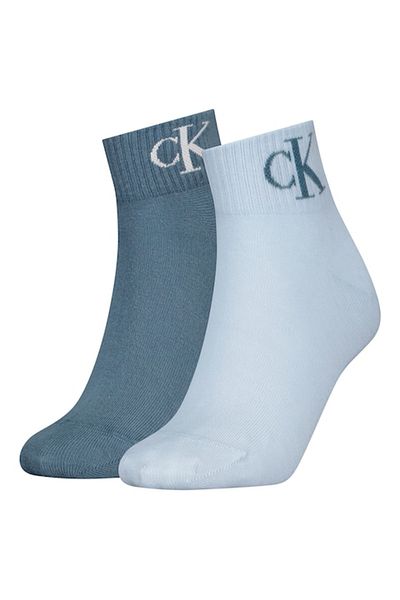 Calvin Klein , Set de șosete scurte cu logo - 2 perechi, Albastru pastel, Albastru praf, Alb optic, 39-42