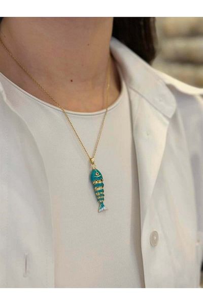 MBB ETİCARET Fish Necklace - Turquoise