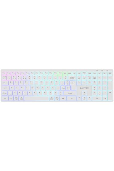 CANYON Tastatură wireless CNS-HBTK11W, Layout UK/US, RGB, Mod dual, Alb