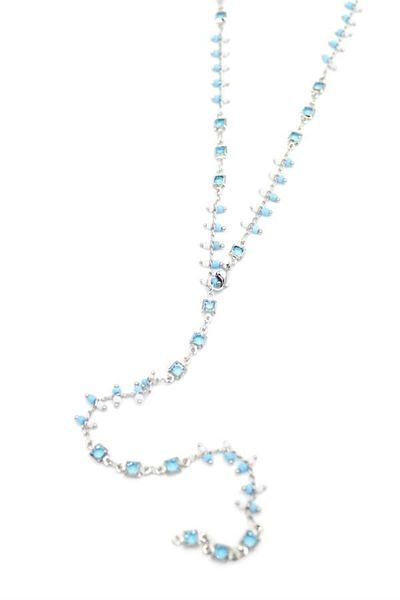 MBB ETİCARET Blue Stone Y Necklace - Silver