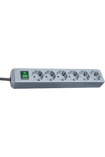 ERMER - Linie Power Strip, 6 prize, protecție pentru copii, comutator, 1,5 m, gri