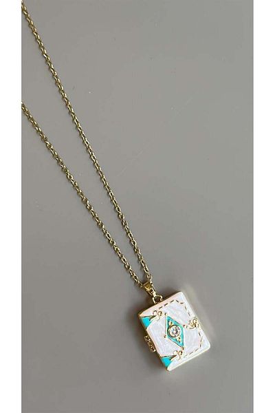 MBB ETİCARET Ethnic pattern covered necklace - white