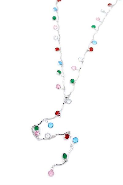 MBB ETİCARET Colored stone y necklace - silver
